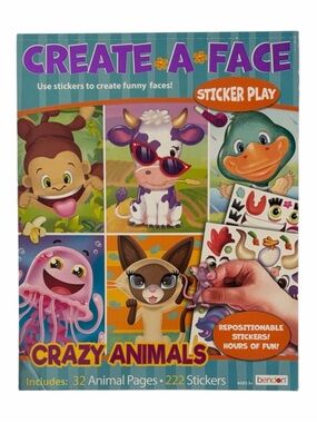 Bendon Create A Face Crazy Animals Sticker Play Pad